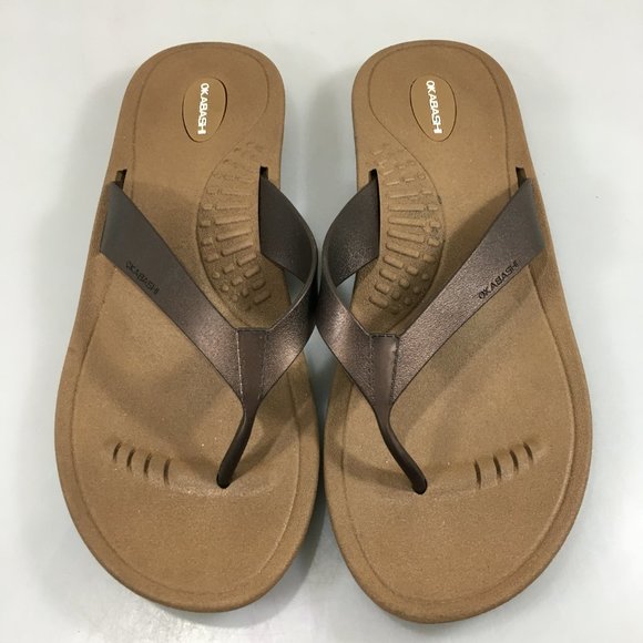 Okabashi LL 11 Breeze Brown Flip-Flops Sandals Vegan Non-Marking - Picture 2 of 6